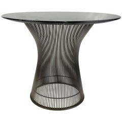 Warren Platner Side Table for Knoll, Nickeled Steel, Dark Green Marble