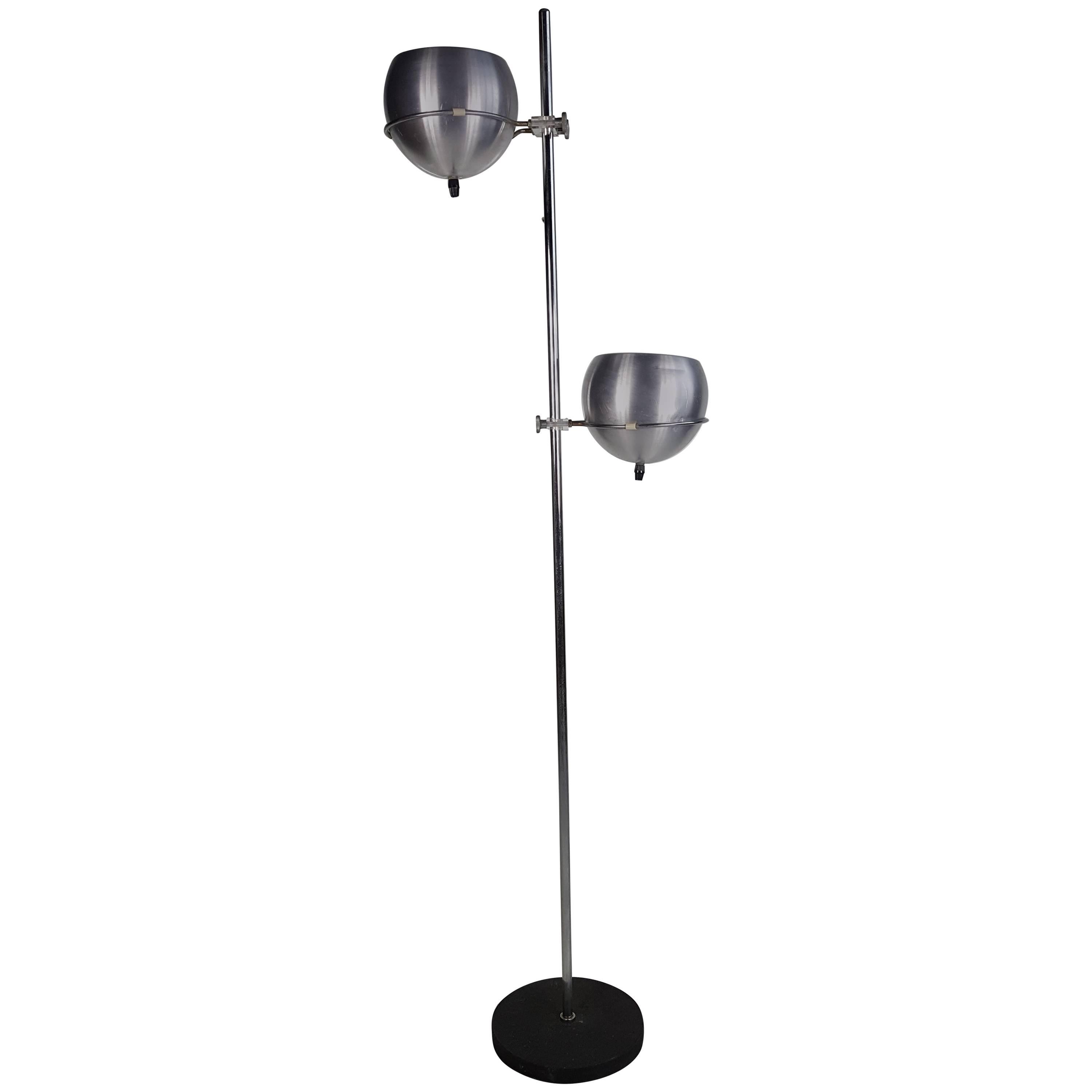 Dutch Chrome Floor Lamp from Gepo, Double Eye-Ball, K & H Norway For Sale