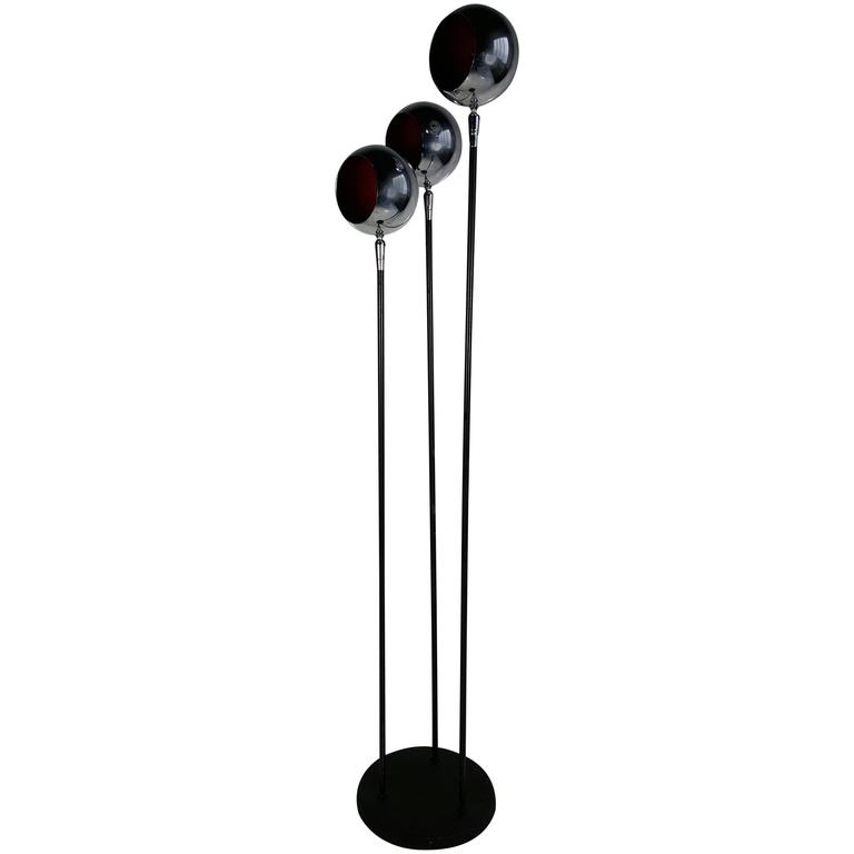 Modernist Three Chrome Ball Floor Lamp Attributed To Robert Sonneman