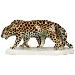 Antique Art Deco Porcelain Figure of Leopards by Etha Richter for Schwarzburger, 1914