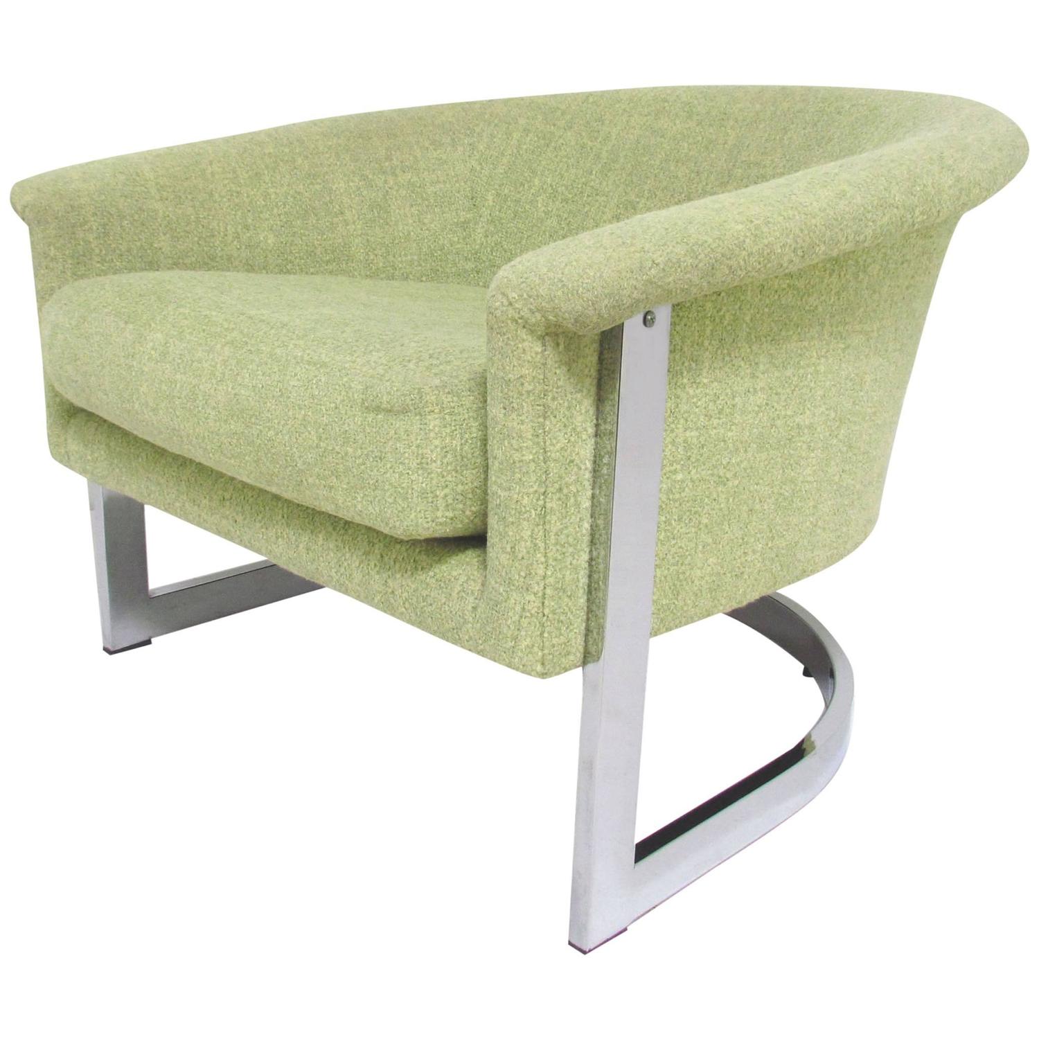 Italian Barrel Lounge Chair with Chrome Frame in the ...
