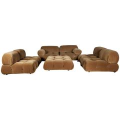 Sectional 'Camaleonda' Sofa in Cognac Wool Velvet by Mario Bellini, Italy, 1970