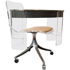 Vintage Hill Manufacturing Lucite Desk with Matching Lucite Chair