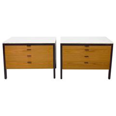 Pair of Rare George Nelson Black Frame and Marble-Top Dressers 