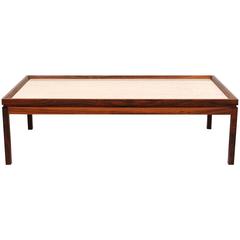 Danish Rosewood and Travertine Coffee Table