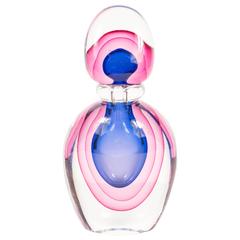 Vintage Gorgeous Salviati Sommerso Murano Perfume Bottle in Blue, Pink and Clear Glass