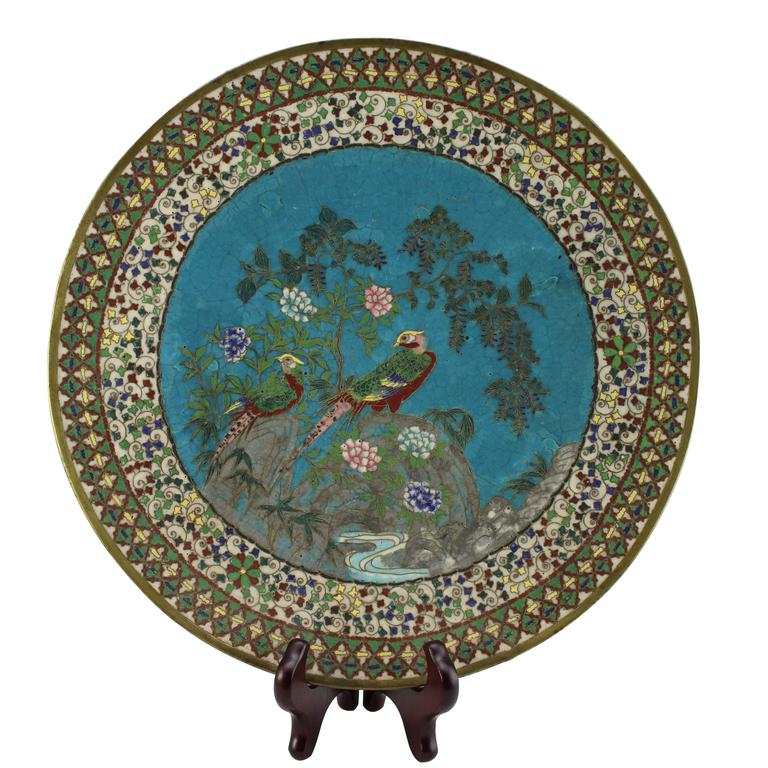 Japanese Meiji Period Cloisonné Charger Plate, circa 1885 For Sale at