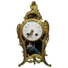 Antique French Enamel and Bronze Clock