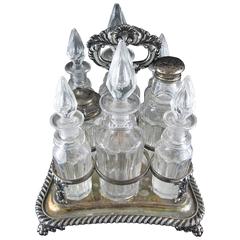 19th Century Silver Plate and Cut-Glass 17-Piece Castor Set 9