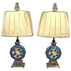Pair of Art Deco Pottery Lamps Attributed to Charles Catteau