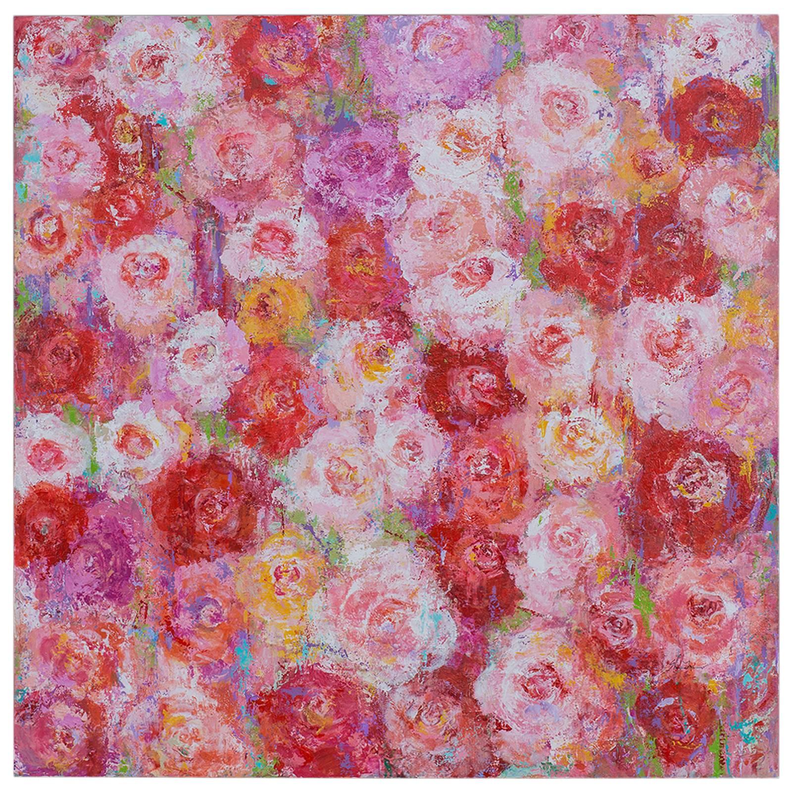 "Roses for Alexa", Original Acrylic, Signed by Artist Sheema Muneer Lower Right