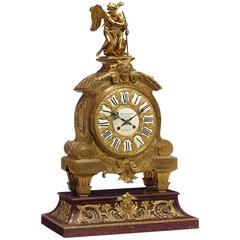 Antique Napoleon III Period Ormolu and Red Marble Mantel Clock by Denière & Fils