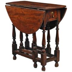 Small Early 18th Century Elm Gate Leg Table
