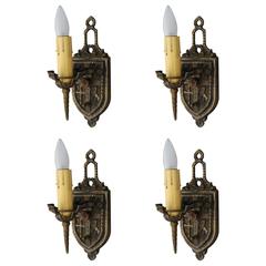 1920s Single-Light Sconce with Shield Motif