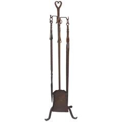 1920s Elegant Set of Wrought Iron Fire Tools 