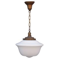 1930s Glass Pendant with Brass Fitter