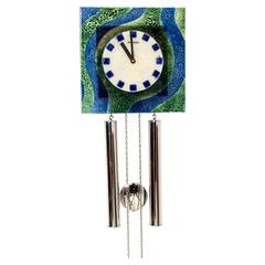 Funky Mid-Century Modern Wall Clock 1960s Leerdam Glass