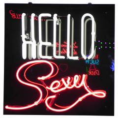 "Hello Sexy" Neon Sign on Black Acrylic Backing
