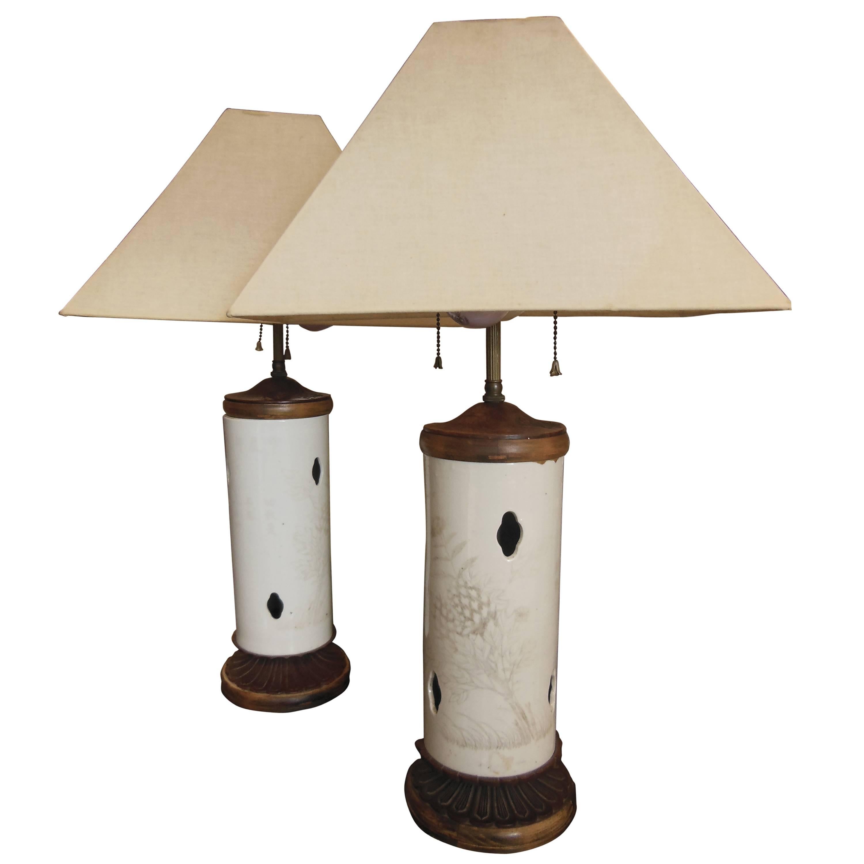 Pair of Vintage 1940s Chinese Lamps