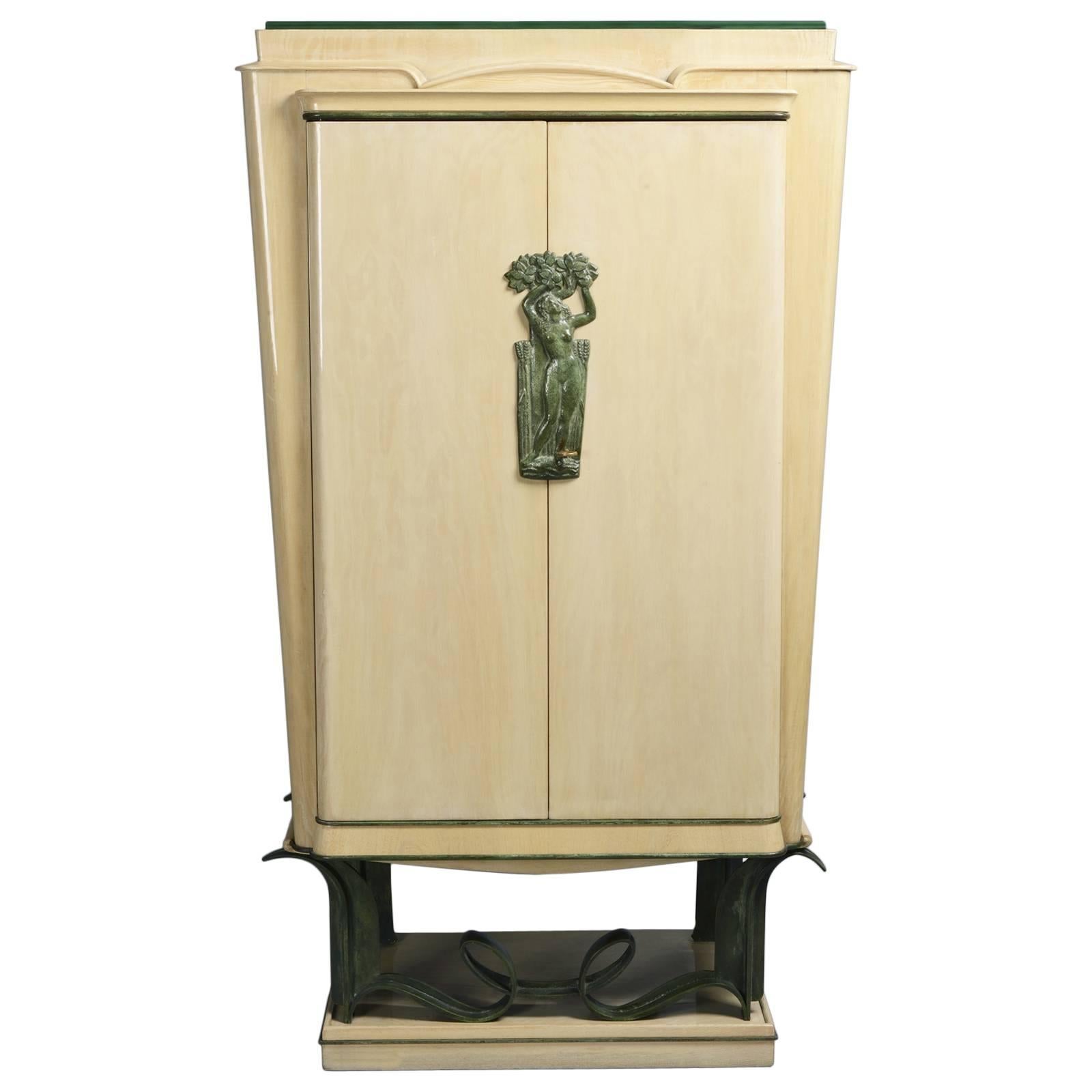 Dry Bar cabinet attributed to Rene Drouet For Sale