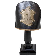 Mid 1800's Leather & Felt German Infantry Jäger Headgear on stand