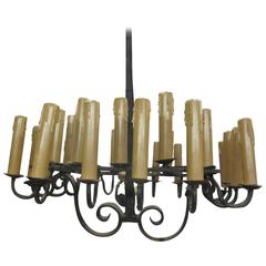 French, 1940s Twenty-Eight-Light Wrought Iron Chandelier 6