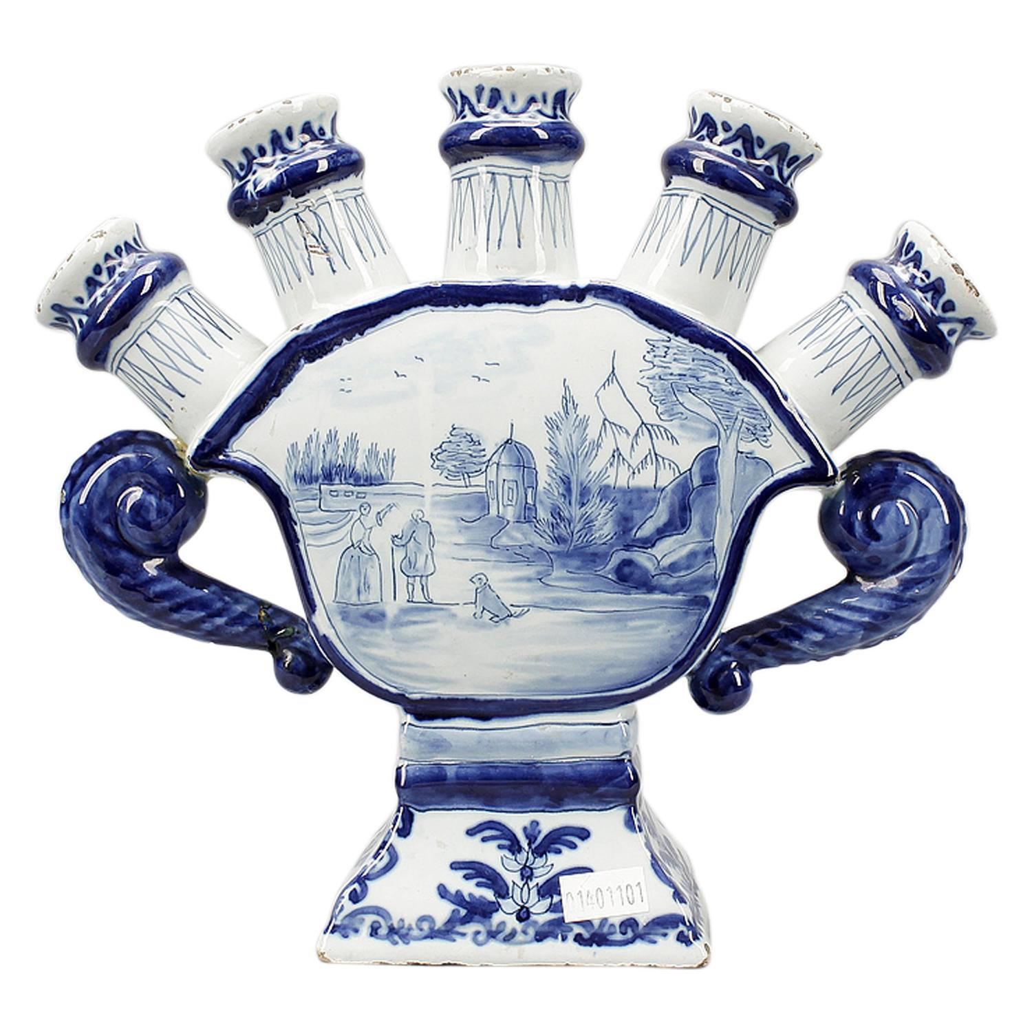 Delft Type Tulip Vase For Sale at 1stdibs