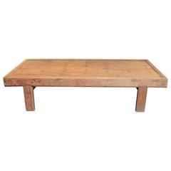 Antique Solid Elm Wood Coffee Table, Circa 1920 