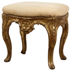 19th Century French Gilded Louis XVI Carved Stool