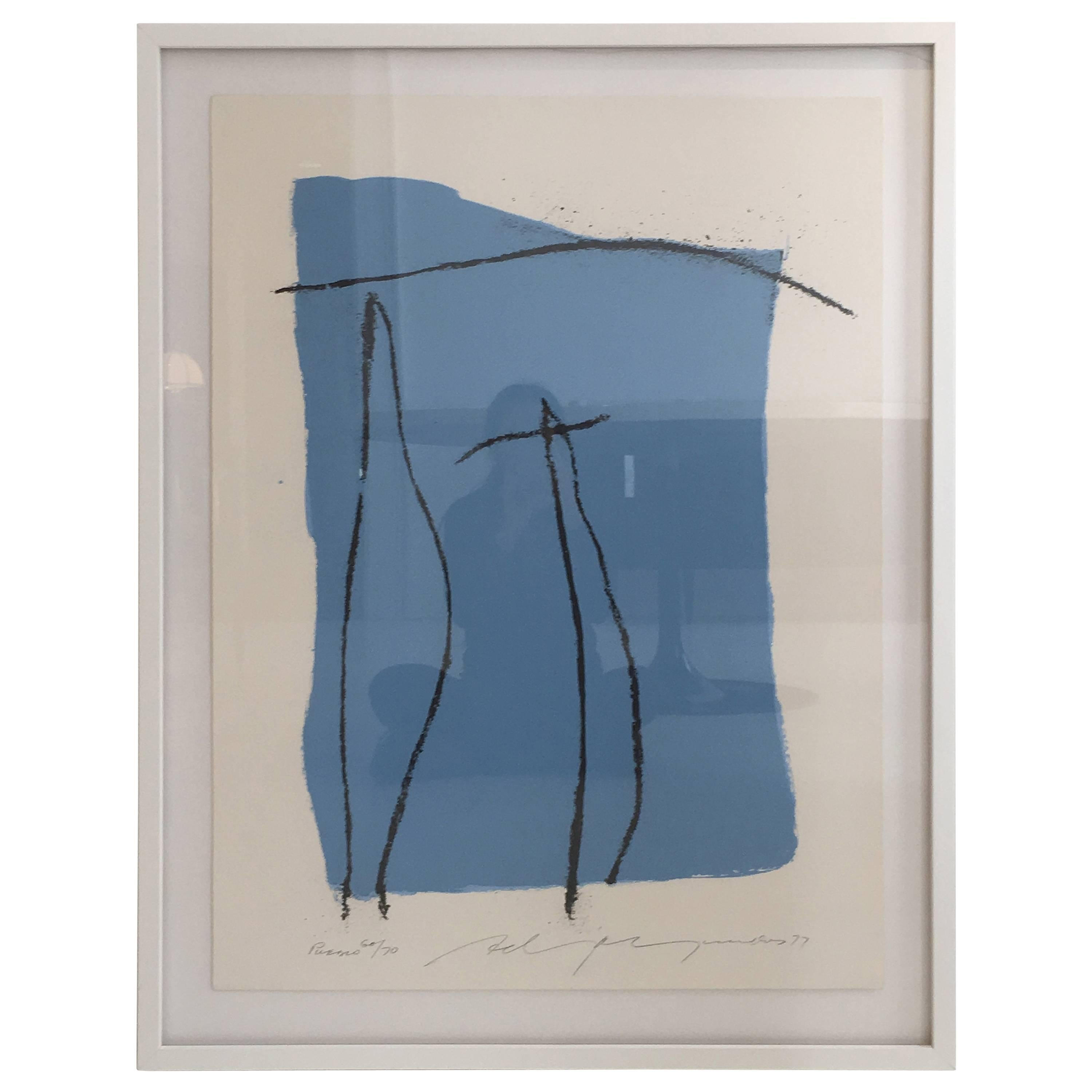 Adja Yunkers 1900 - 1983. Lithograph in colors and framed in white lacquered wood frame with UV plexi. Number 60 of an edition 70 in lower left. Signed and dated in lower right. Image size: 28 1/2