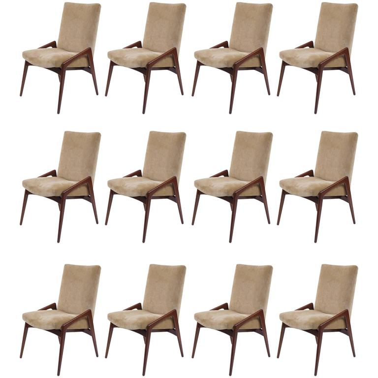 Set of 12 Mid-Century Modern Upholstered Dining Chairs at 1stDibs | mid ...