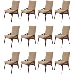 Set of 12 Mid-Century Modern Upholstered Dining Chairs
