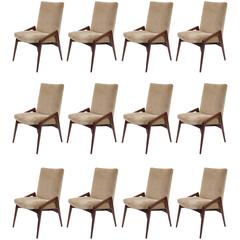 Set of 12 Mid-Century Modern Upholstered Dining Chairs
