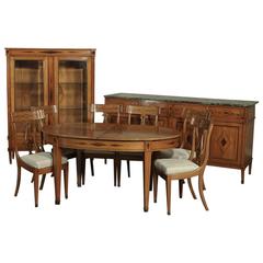 Antique French Directoire Style Inlaid Dining Room Suite