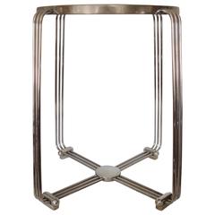 English Art Deco Chrome, Aluminum and Hard Rubber Side Table or Stool by Alpax 6