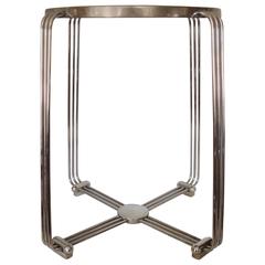 English Art Deco Chrome, Aluminum and Hard Rubber Side Table or Stool by Alpax