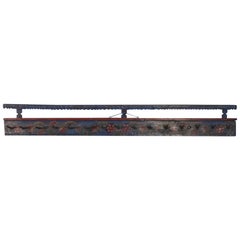 Long Antique Romanian Wall Rack with Original Bue Paint, circa 1880