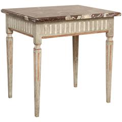 18th Century Louis XVI Ribbed & Painted Table with Marble Top, France circa 1780