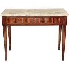 19th Century Italian Empire Console Table with Inlaid Apron and Marble Top 9