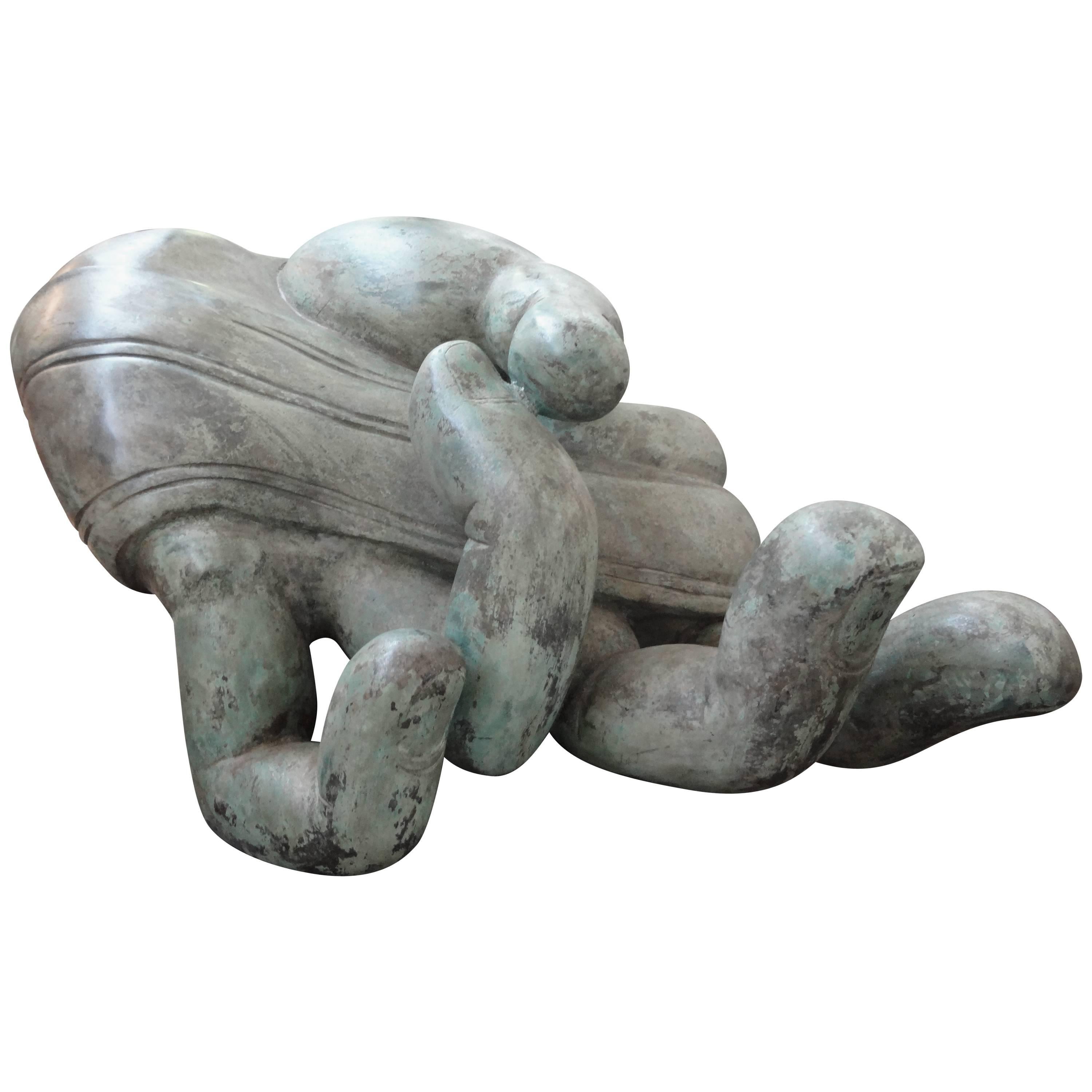 Monumental Patinated Bronze Hand Sculpture