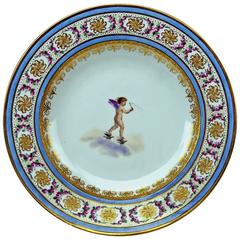 Plate Imperial Viennese Porcelain Winged Cherub Antique, Dated 1798
