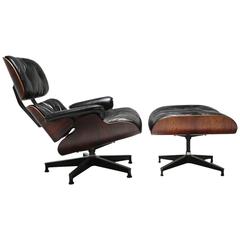 Rosewood and Leather Eames 670 Lounge Chair and Ottoman