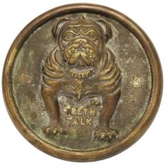 Antique Bronze Bulldog Wall Plaque "Teeth Talk"