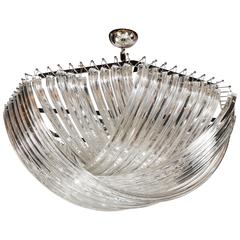 Exquisite & Monumental Modernist Murano Glass Ribbon Chandelier 8