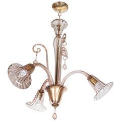 Exquisite Mid-Century Modernist Amethyst Murano Glass Chandelier by Venini