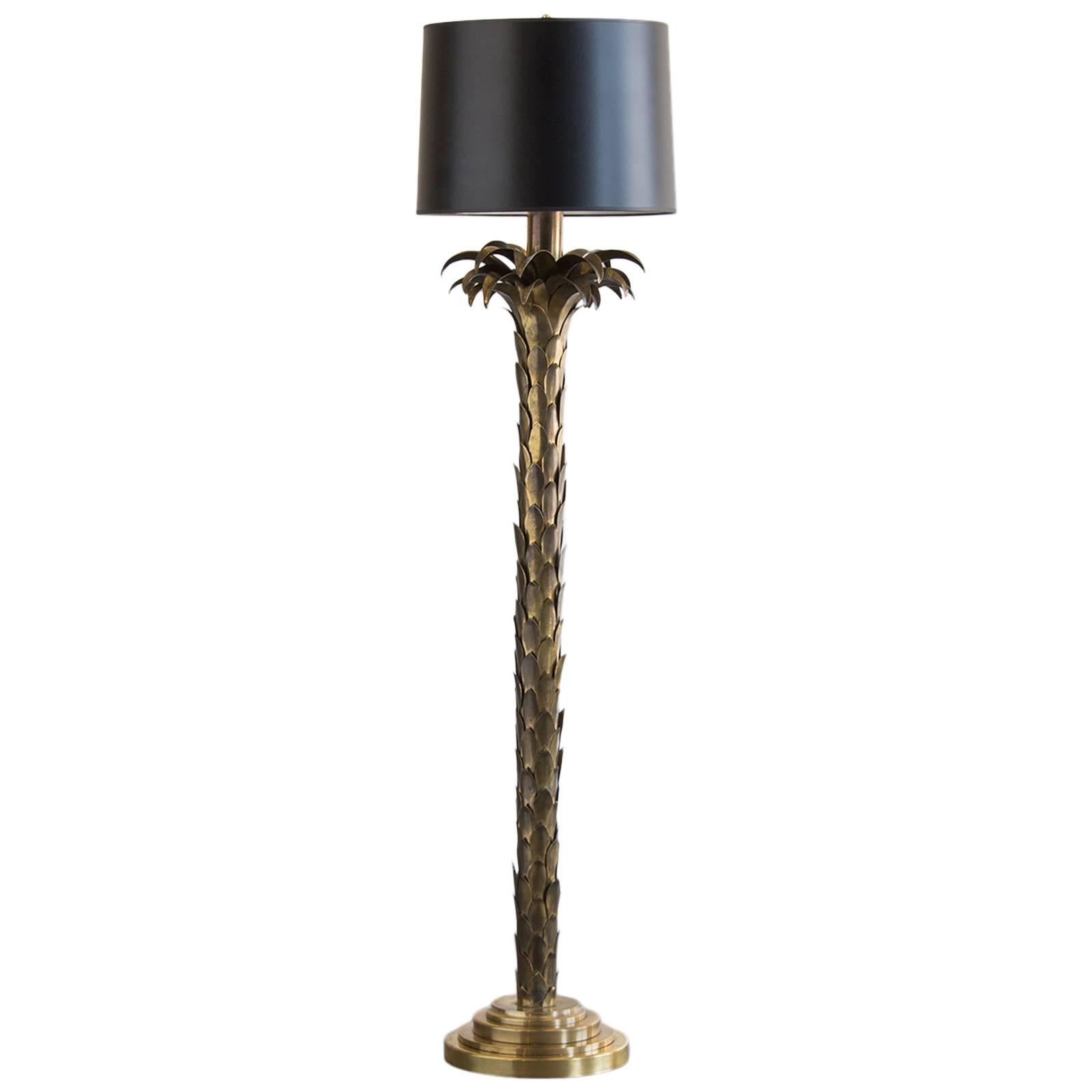 Tall Brass Vintage French Palm Tree Lamp, Maison Jansen Style, circa 1960