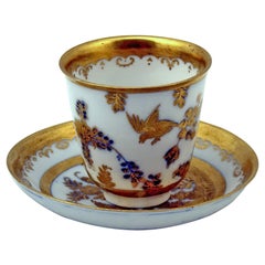 MEISSEN GOLDEN PAINTED CUP WITH SAUCER KOEPPCHEN BAROQUE PERIOD c. 1730