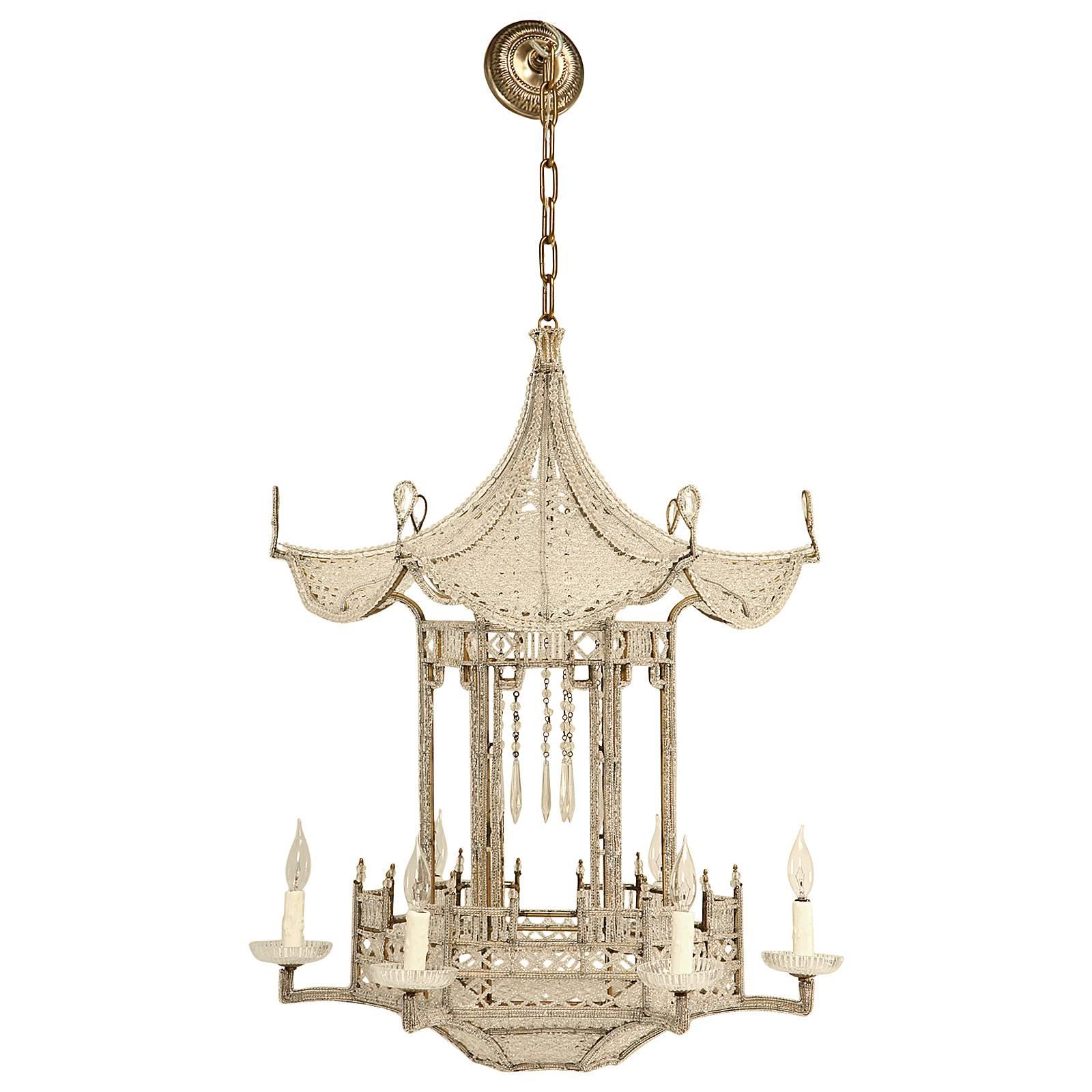 Pagoda Chandelier from France, circa 1940s, in the Style of Bagues