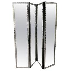 Four-Panel Mirrored Screen