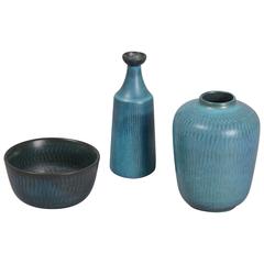 Grouping of Turquoise Blue Gunnar Nylund Ceramics for Nymölle